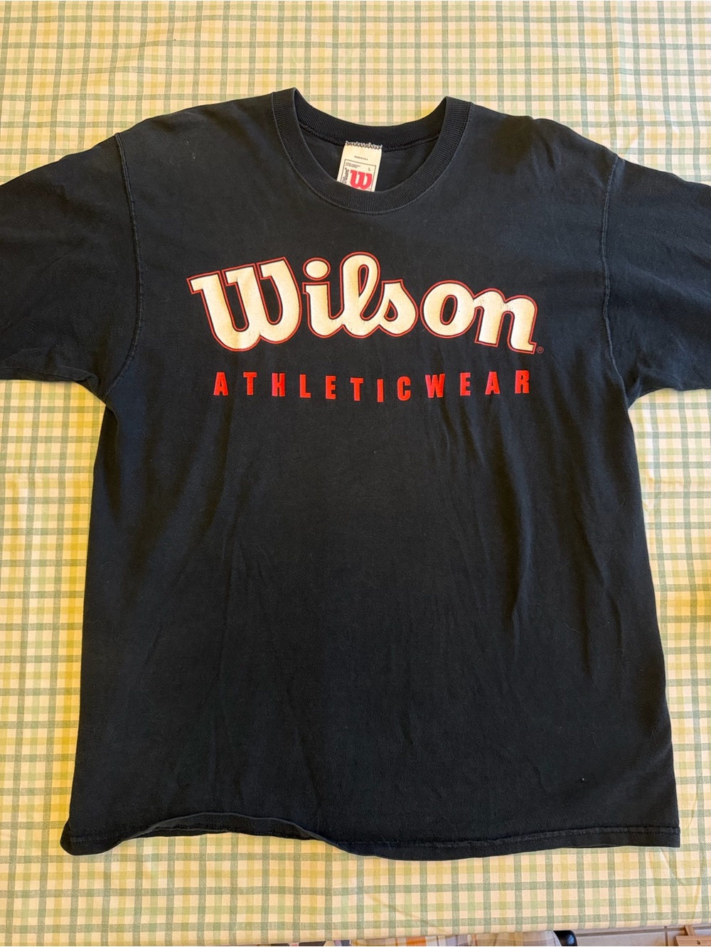 Wilson Black Short Sleeve Athletic Logo Tee with Red & White Script